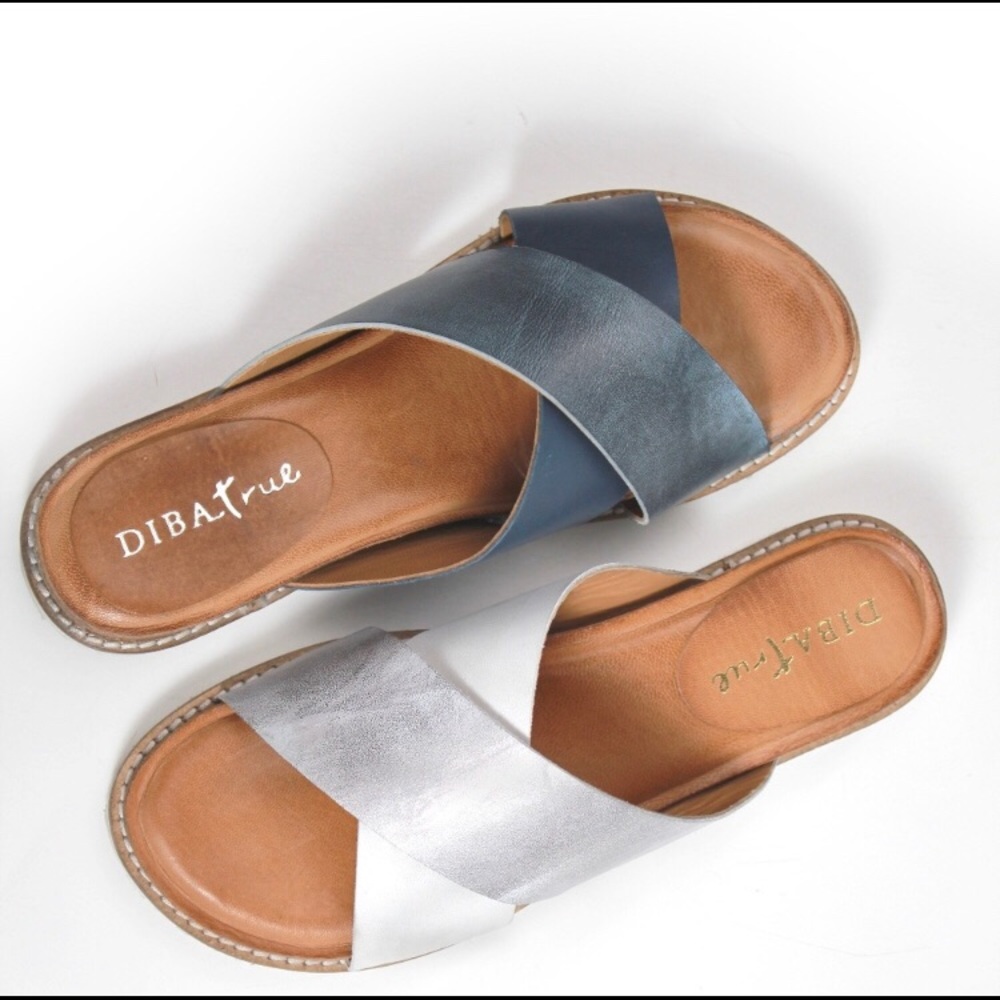 Diba True Free Dom Leather Slide Sandal white